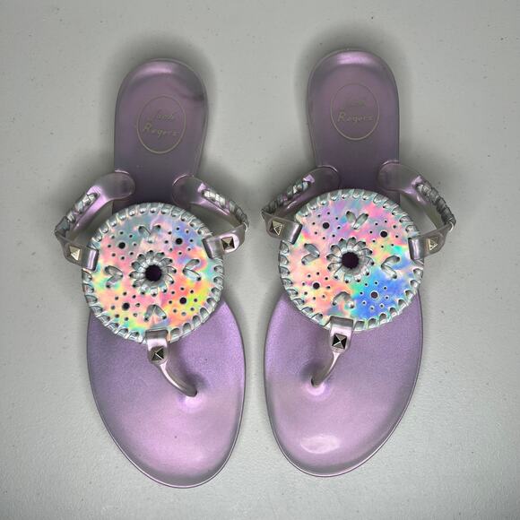 Jack Rogers Hologram Metallic Purple Jelly Thong Sandals Size 10 - Picture 8 of 9